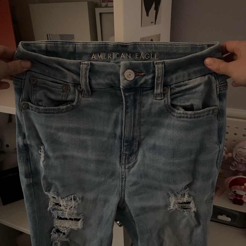 American Eagle Outfitters Women's Light Blue High Rise Jeans